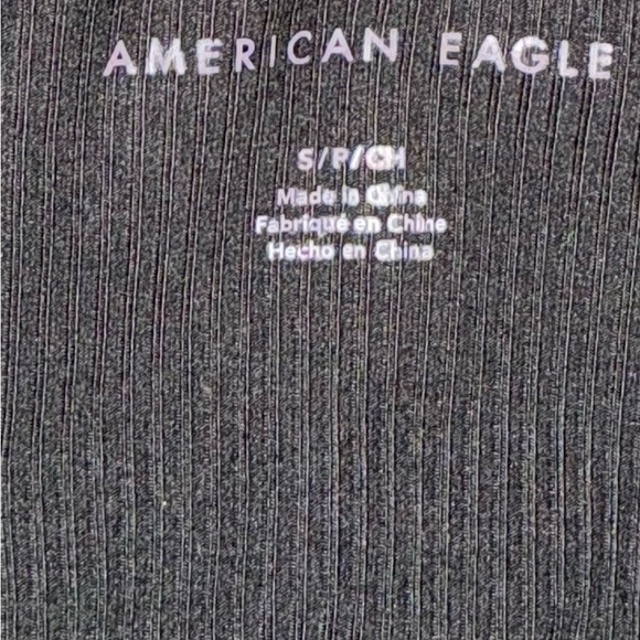 American Eagle Outfitters Black Ribbed V-Neck HalterTop - Picture 6 of 7